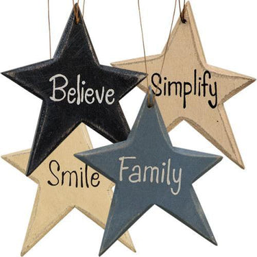 4 Set Vintage Star Word Ornaments - The Fox Decor